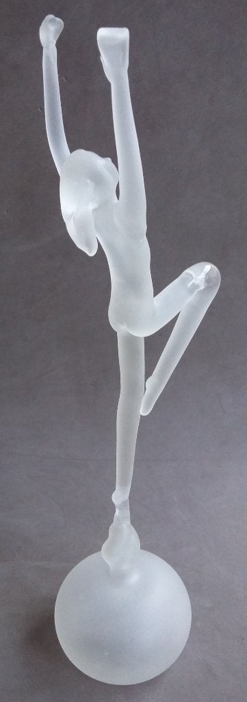 20 ste eeuw GROOT 32 cm. Glazen Beeld Naakt Vrouw Danseres, Ophalen of Verzenden