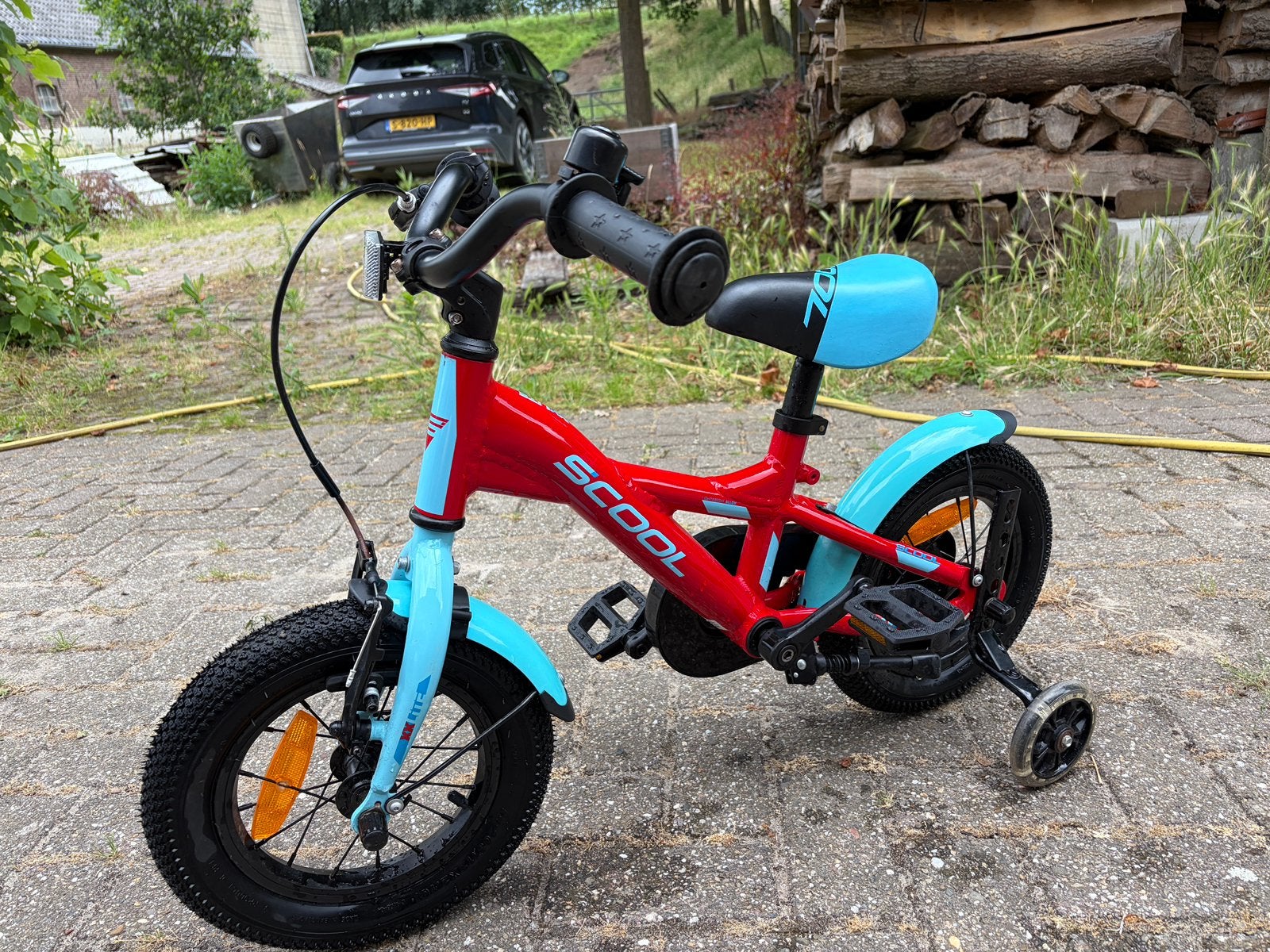 Kinderfiets 12 inch Scool, Fietsen en Brommers, Fietsen | Kinderfietsjes, Zo goed als nieuw, Minder dan 16 inch, Zijwieltjes, Ophalen