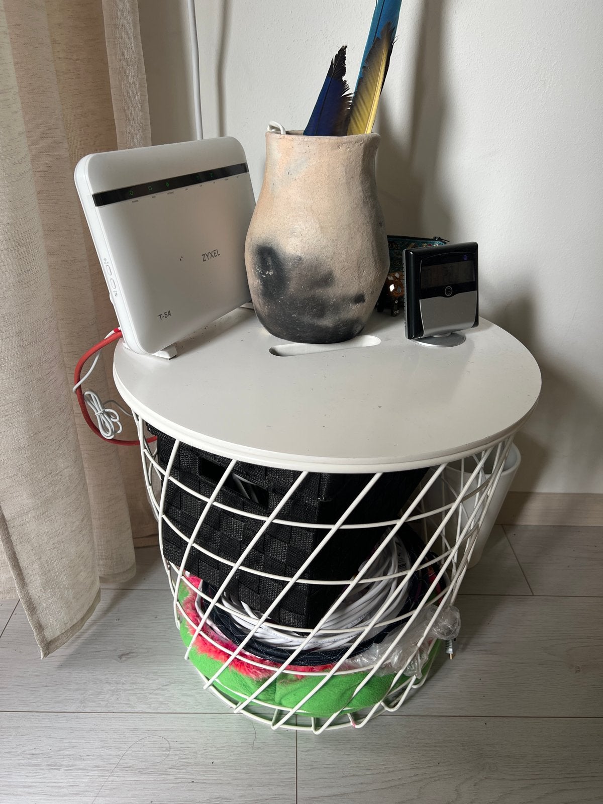 Witte metalen opbergmand met deksel Ikea, Huis en Inrichting, Ophalen, Met deksel, Mand, Rond
