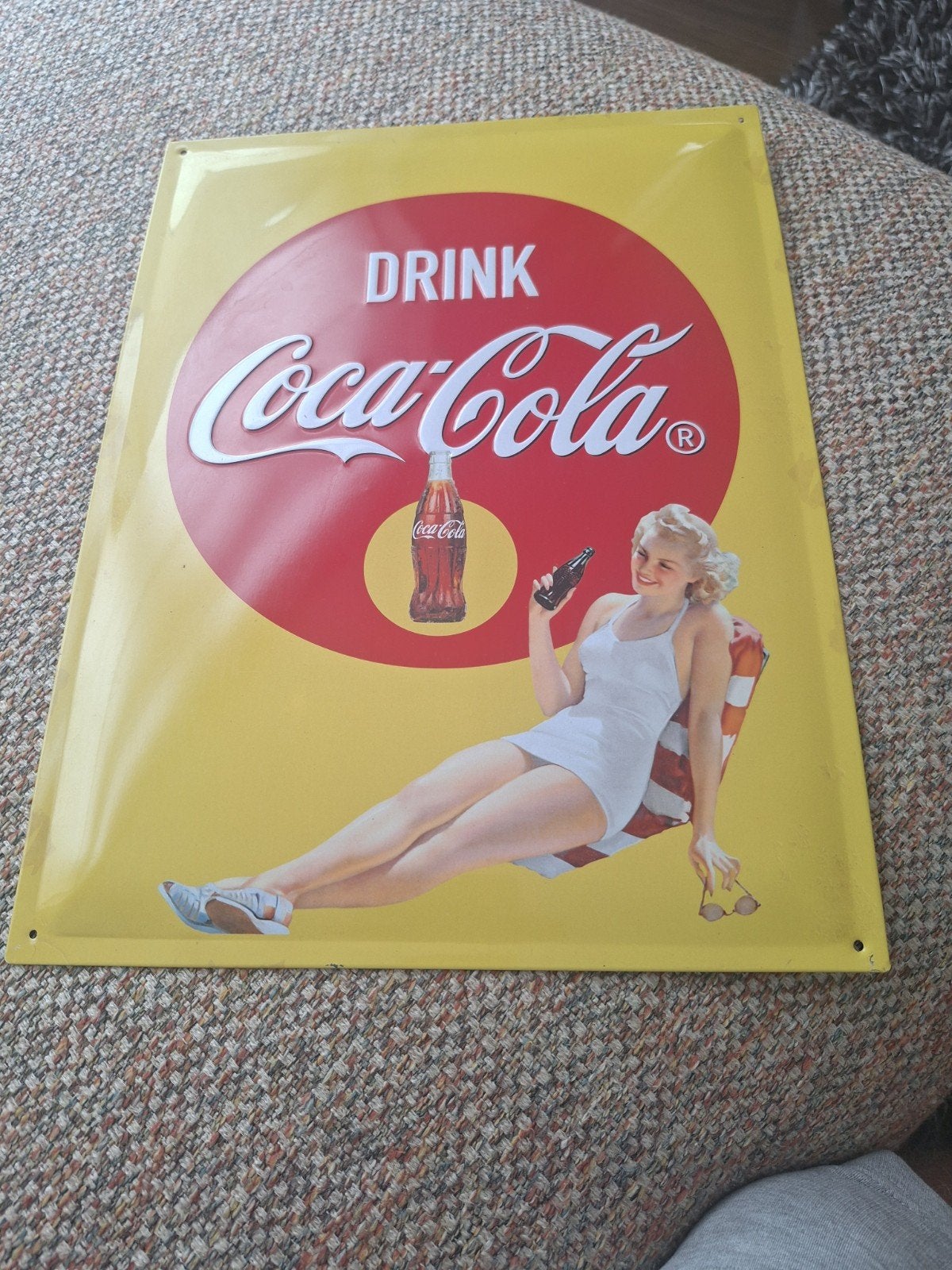 Vintage Coca-Cola Reclamebord - Pin-up Dame, Ophalen of Verzenden
