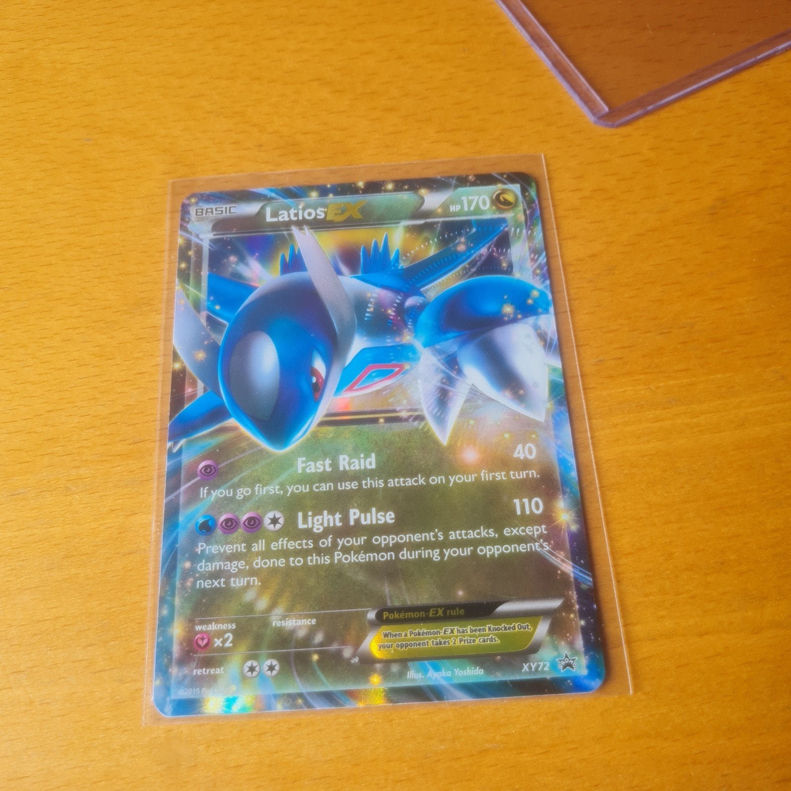 Latios EX XY72 Promo Pokemon Kaart, Ophalen of Verzenden, Zo goed als nieuw, Losse kaart, Foil