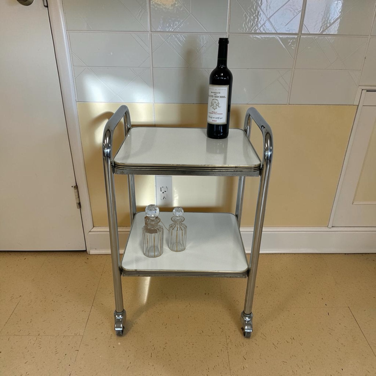 Gispen stijl buisframe serveerwagen/bijzettafel,  '50-'60, Ophalen