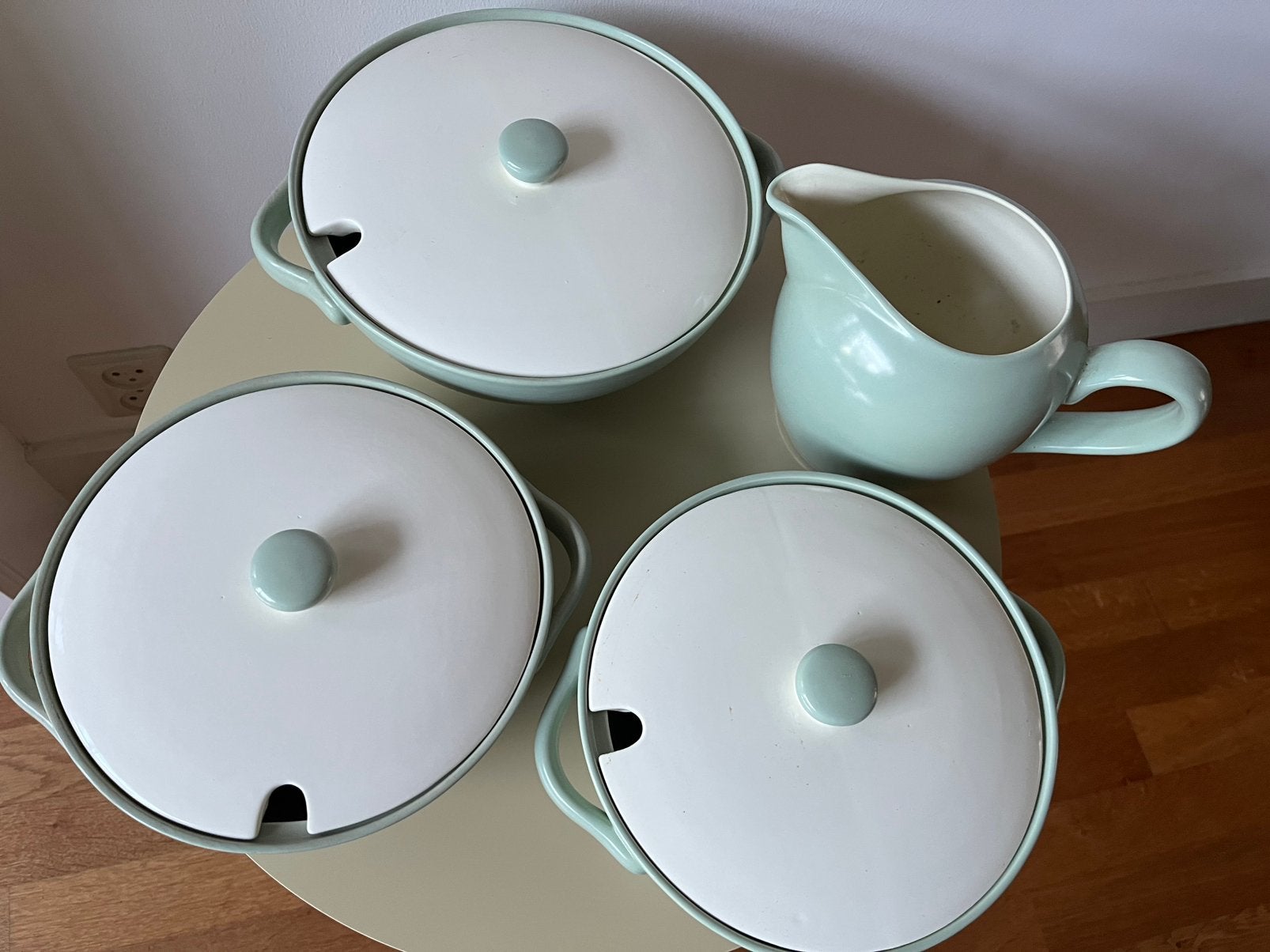 Vintage 3 dekschalen + kan puntgaaf, Ophalen