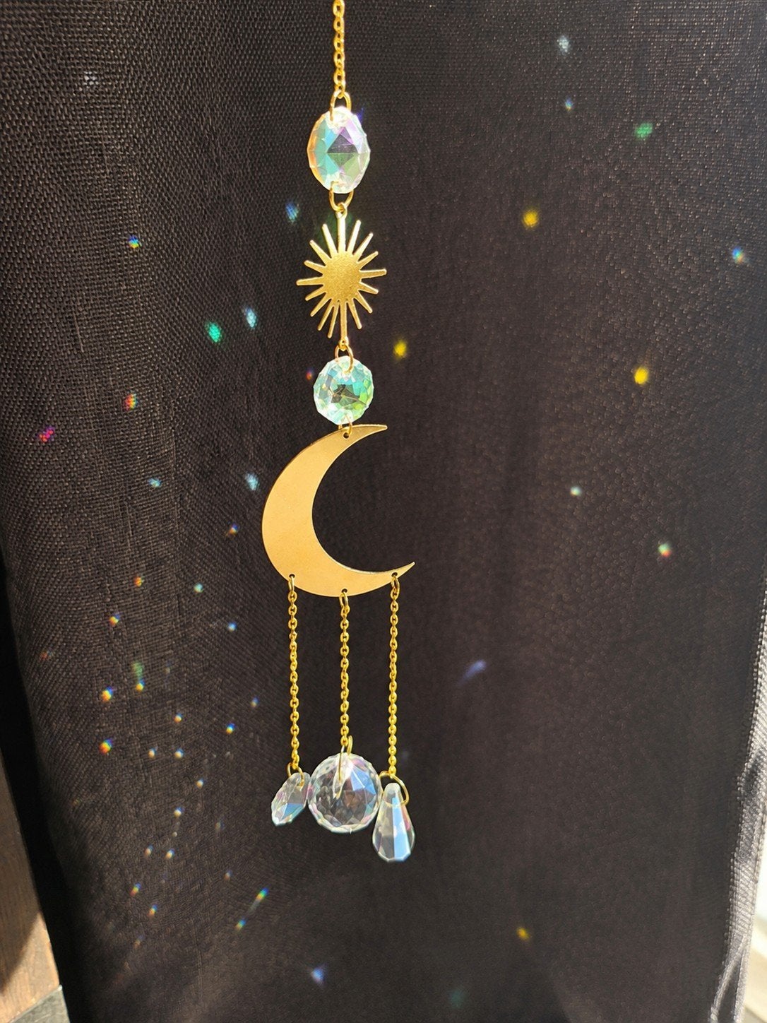 Suncatcher maan & zon – goudkleurige raamdecoratie, Huis en Inrichting, Woonaccessoires | Overige, Meerkleurig, Boho, Nieuw, Ophalen of Verzenden