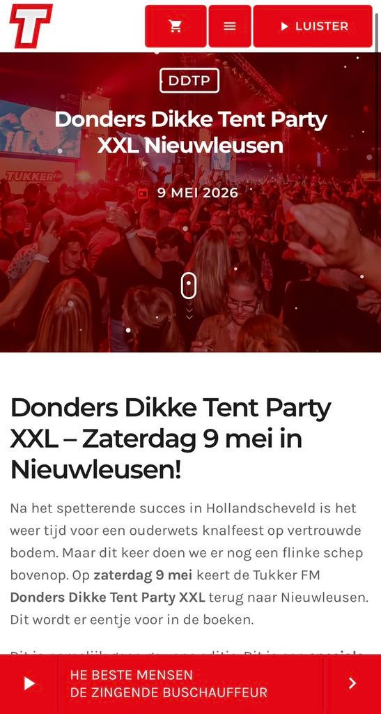 TE KOOP 1 kaartje tukker fm 9 mei, Tickets en Kaartjes, Eén persoon