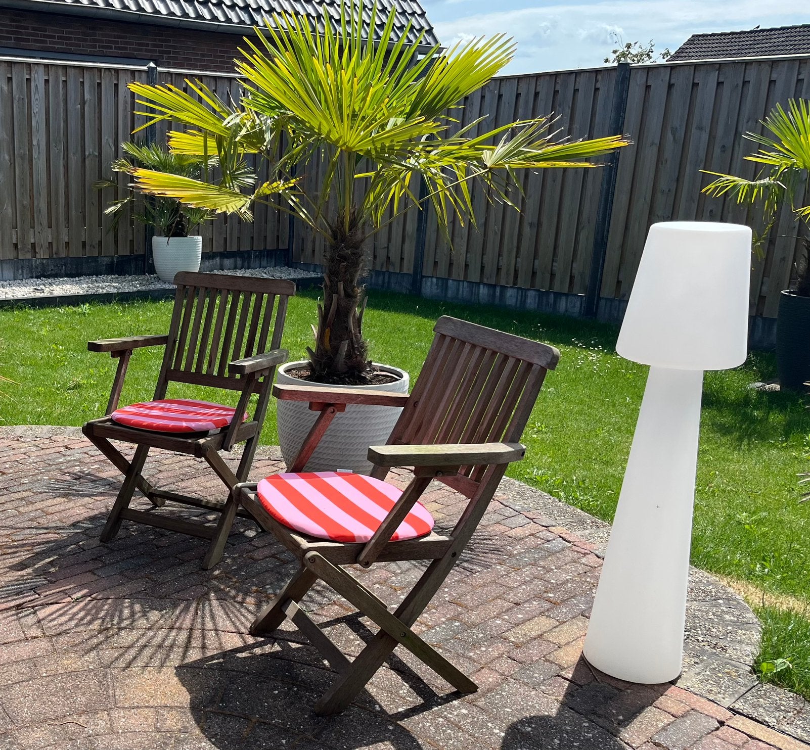 4 HARDHOUTEN TUINSTOELEN, Ophalen, 4 zitplaatsen, Gebruikt, Hardhout
