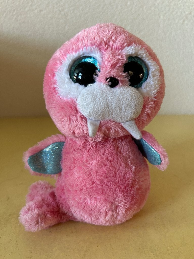 Ty Beanie Boo Tusk de roze walrus knuffel - 15 cm pluche, Gebruikt, Overige typen, Ophalen of Verzenden, Roze
