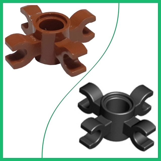lego Technic, Pin connector rond met 4 clips zwart of bruin
