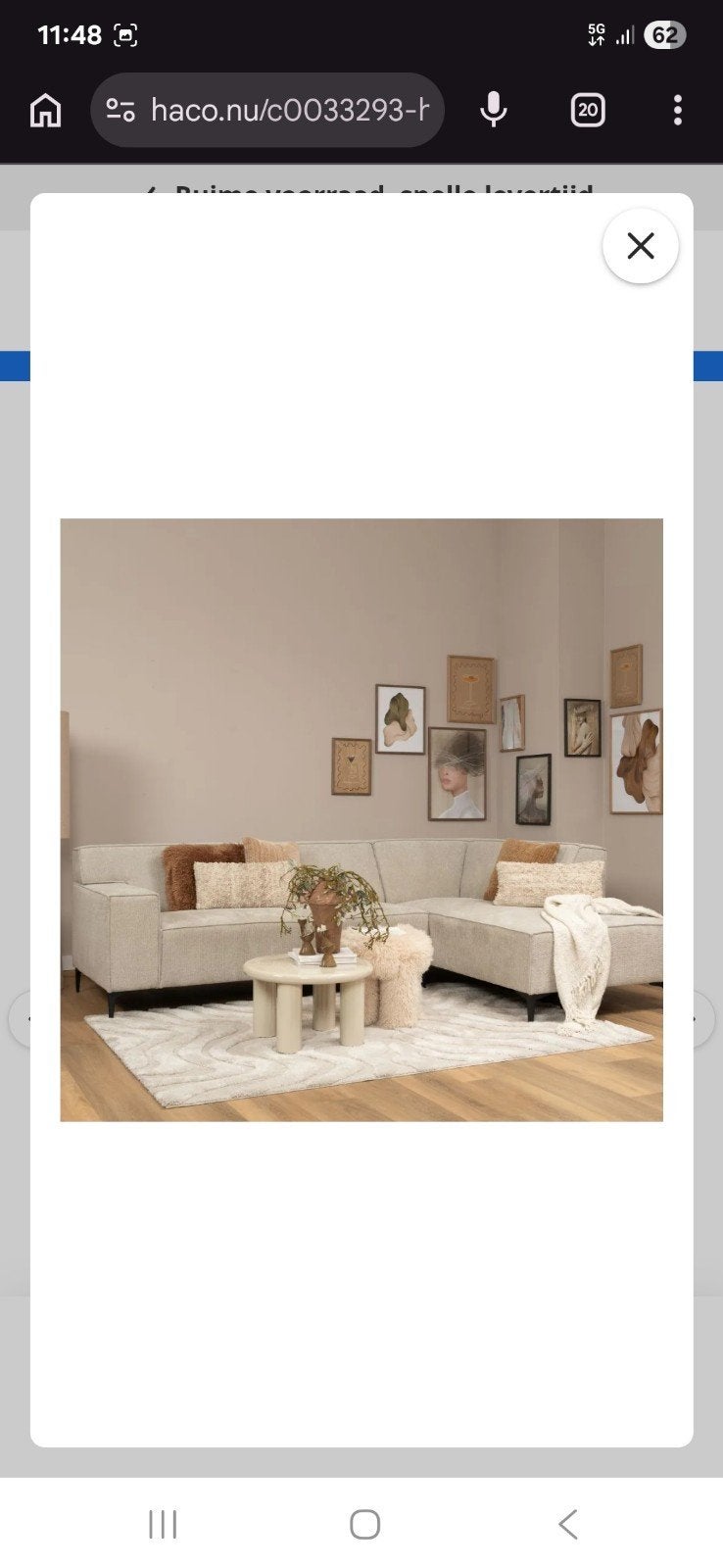 Hoekbank Haco puck beige, Ophalen of Verzenden