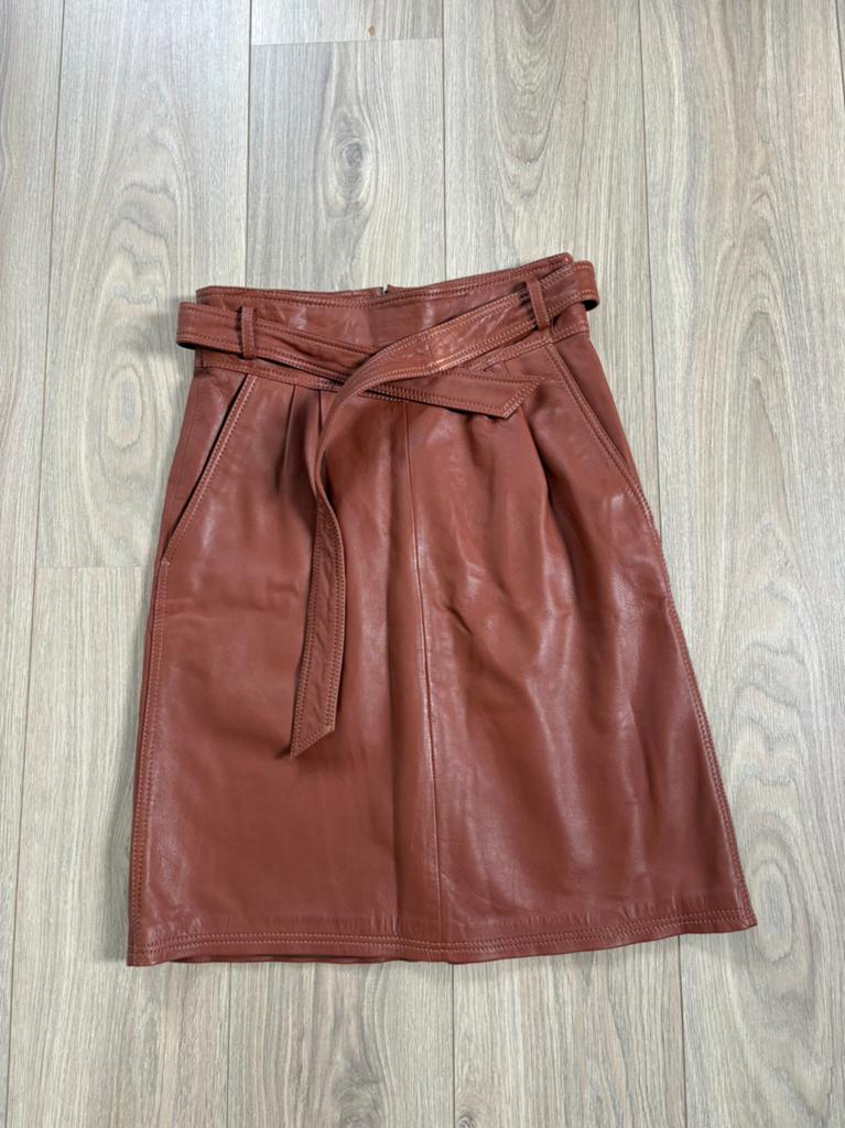 Bruine lederen rok - maat 38, Kleding | Dames, Rokken, Maat 38/40 (M), Bruin, Ophalen of Verzenden, Zo goed als nieuw