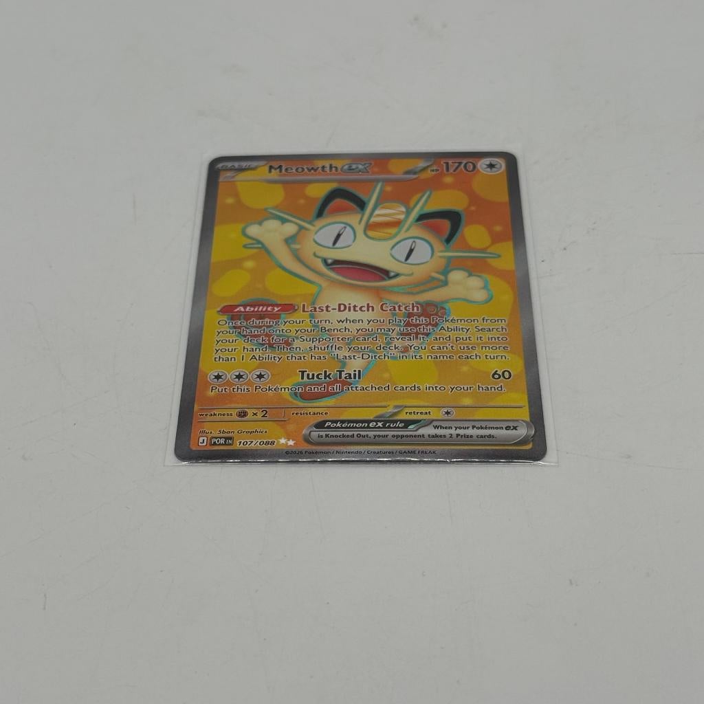 Pokemon Kaart - Meowth EX (107/088) | Near Mint conditie, Ophalen of Verzenden, Zo goed als nieuw