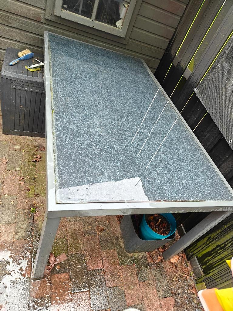 Tuintafel met glasblad, Ophalen, Gebruikt, Rechthoekig, Overige materialen