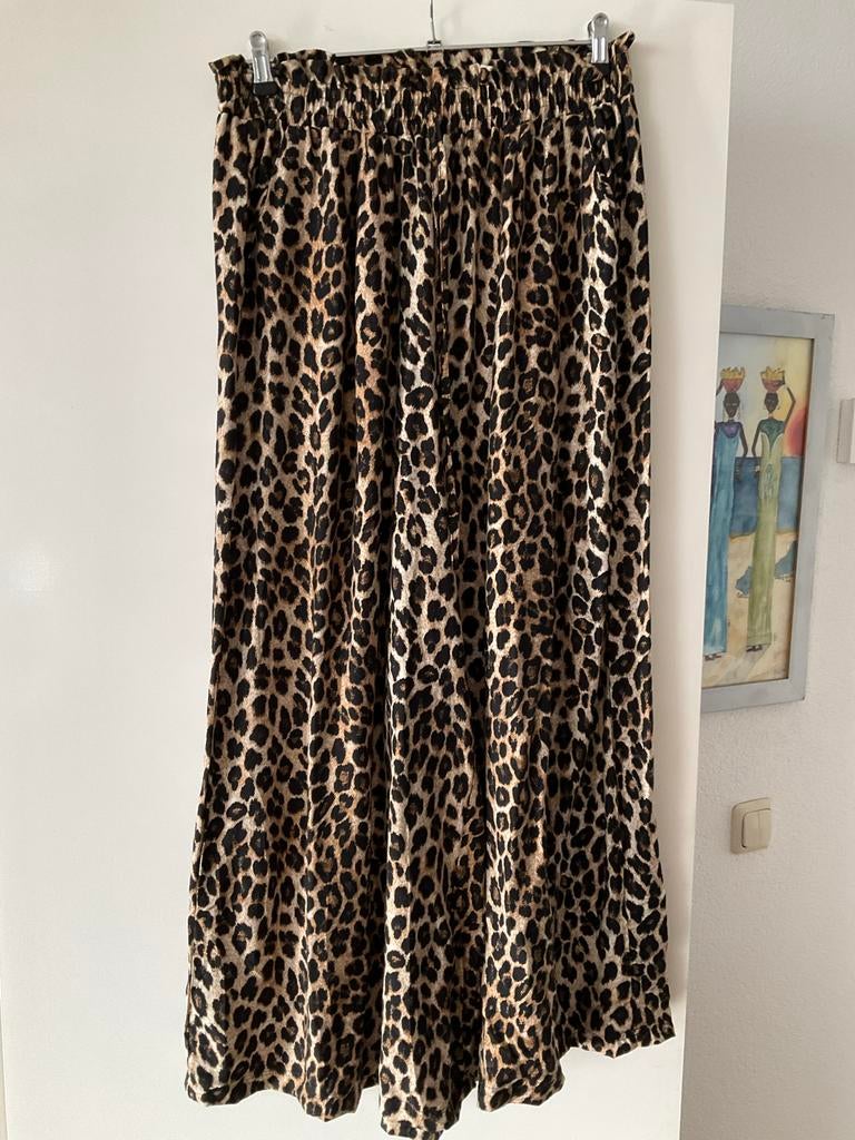 Wijde panter broek met elastiek in de taille, Kleding | Dames, Bruin, Maat 42/44 (L), Ophalen of Verzenden, Lang