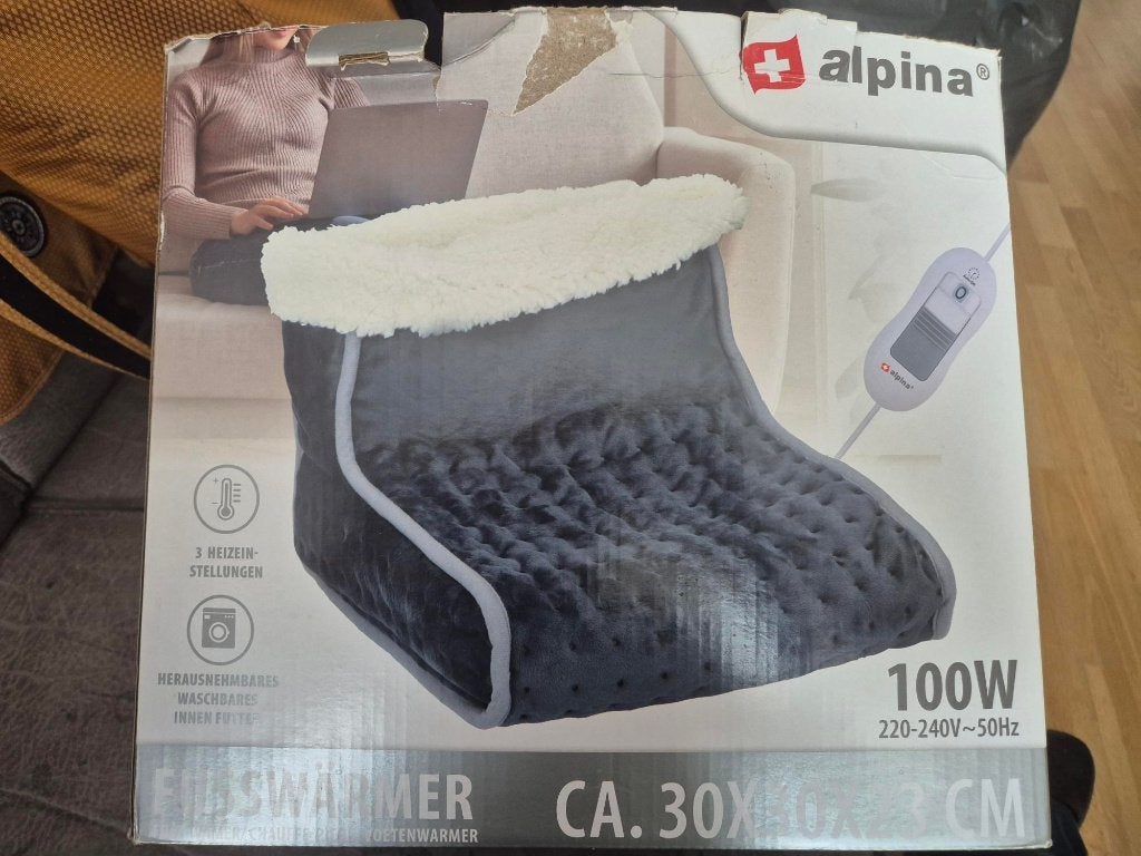 •	alpina Voetenwarmer – Elektrische, Ophalen of Verzenden, Zo goed als nieuw, Grijs, Pantoffels of Sloffen