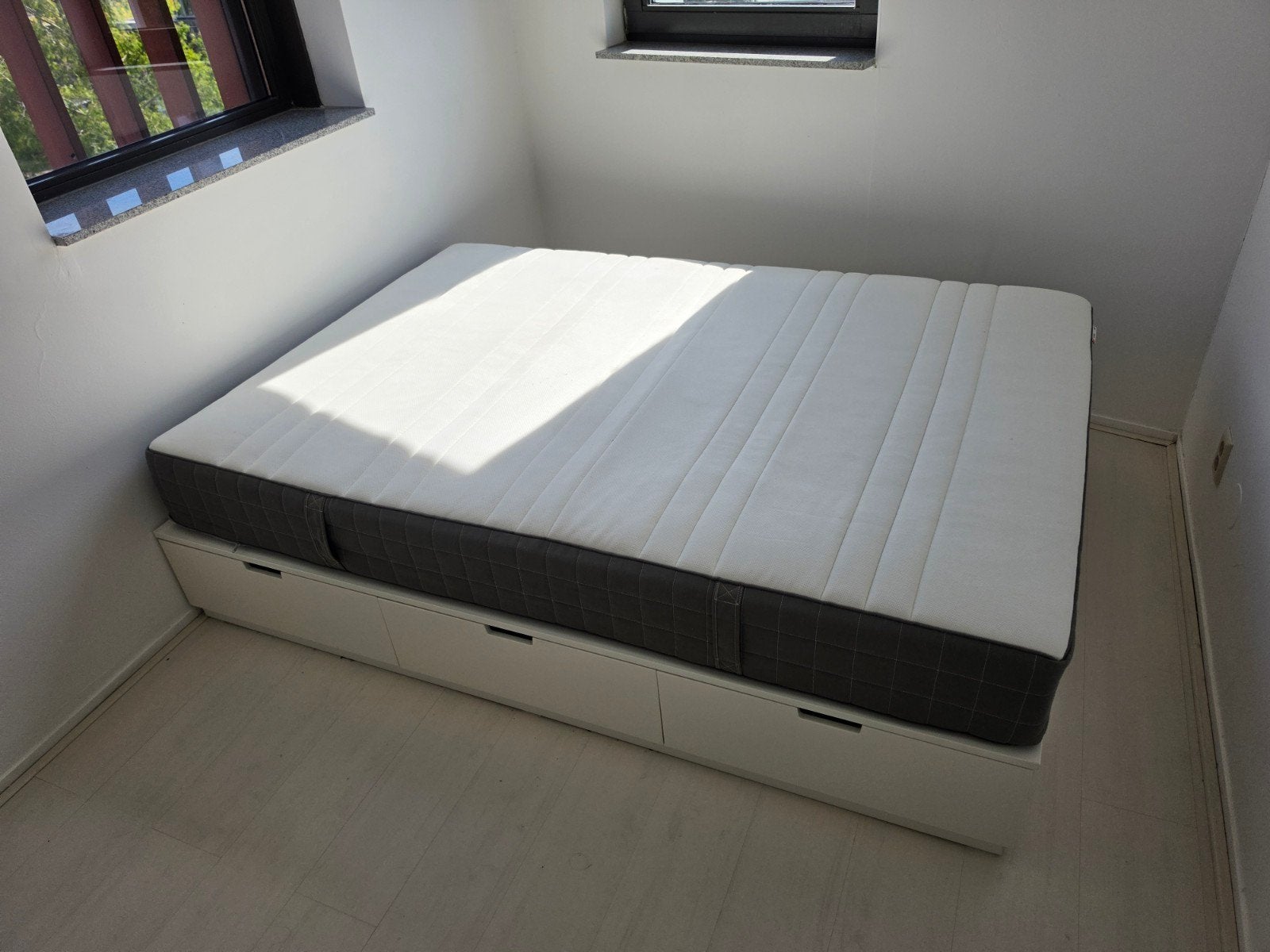 IKEA Nordli bed 140x200 met 6 lades, Gebruikt, Wit, Tweepersoons, 200 cm