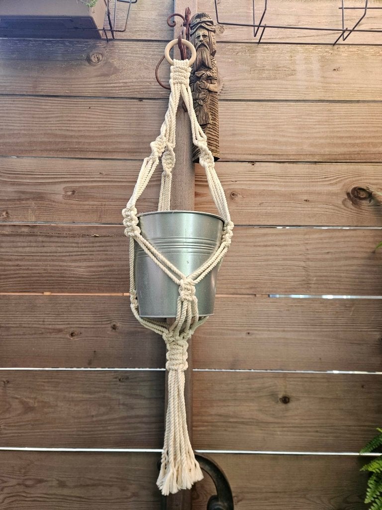 Macramé plantenhanger 90 cm, Tuin en Terras, Overige materialen, Rond, Nieuw, Ophalen of Verzenden