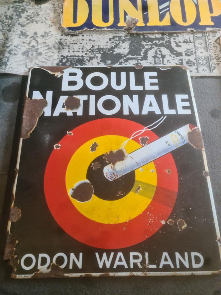 Boule emaille reclame bord, Ophalen of Verzenden, Gebruikt, Reclamebord