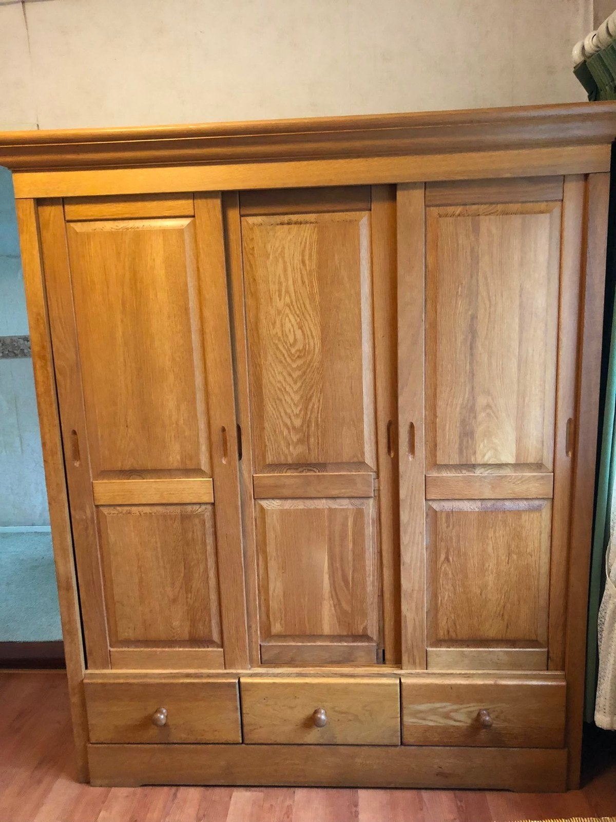 Eikenhouten kledingkast met senioren bed en nachtkastje, Huis en Inrichting, Kasten | Kledingkasten, Gebruikt, 200 cm of meer