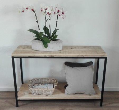 Sidetable staal en steigerhout in elk formaat. TIP!, Huis en Inrichting, Tafels | Sidetables, Metaal, Verzenden, Industrieel, landelijk