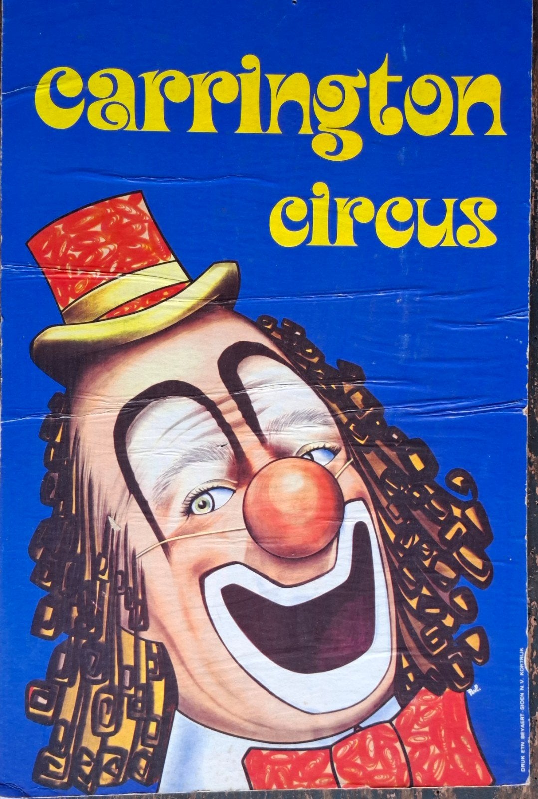 Circus poster. CARRINGTON Circus.  Oud. 30/45 cm., Verzamelen, Ophalen, A1 t/m A3, Overige onderwerpen, Rechthoekig Staand