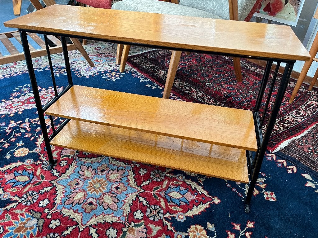 Mid-Century Retro Sidetable / Plantentafel op Wieltjes, Ophalen, Gebruikt, 50 tot 100 cm, .