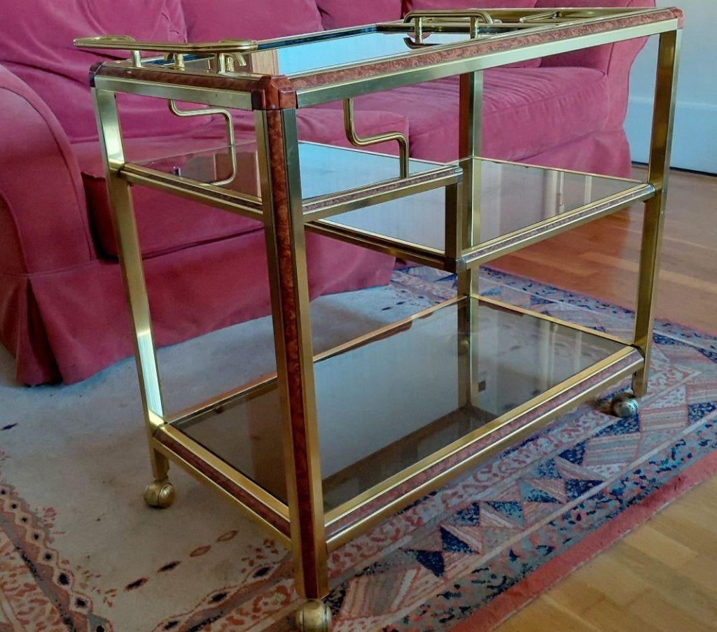 Serveerwagen Franse barcart servingtabel Pierre Vandel 60s, Antiek en Kunst, Antiek | Meubels | Tafels, Ophalen
