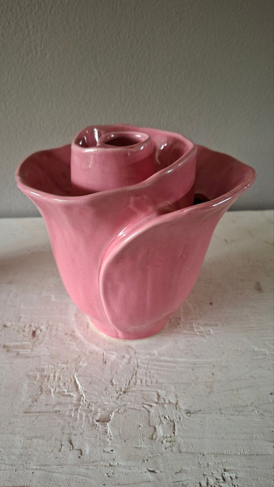 Des Pots rozenknop vaas - roze craquelé, Ophalen of Verzenden