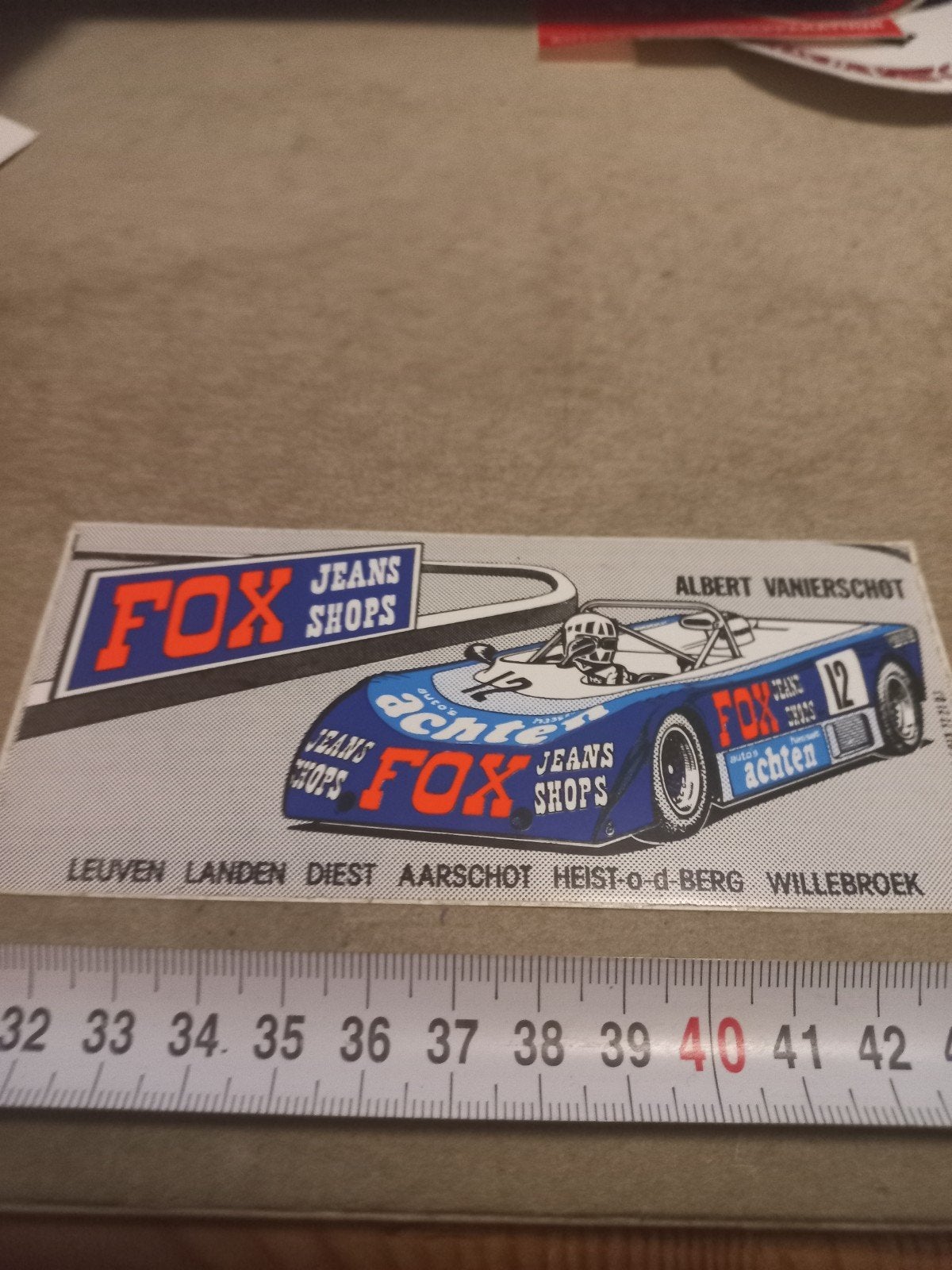 Vintage Fox Jeans Shops Formule 1 Sticker Albert Vanierschot, Verzamelen, Ophalen of Verzenden