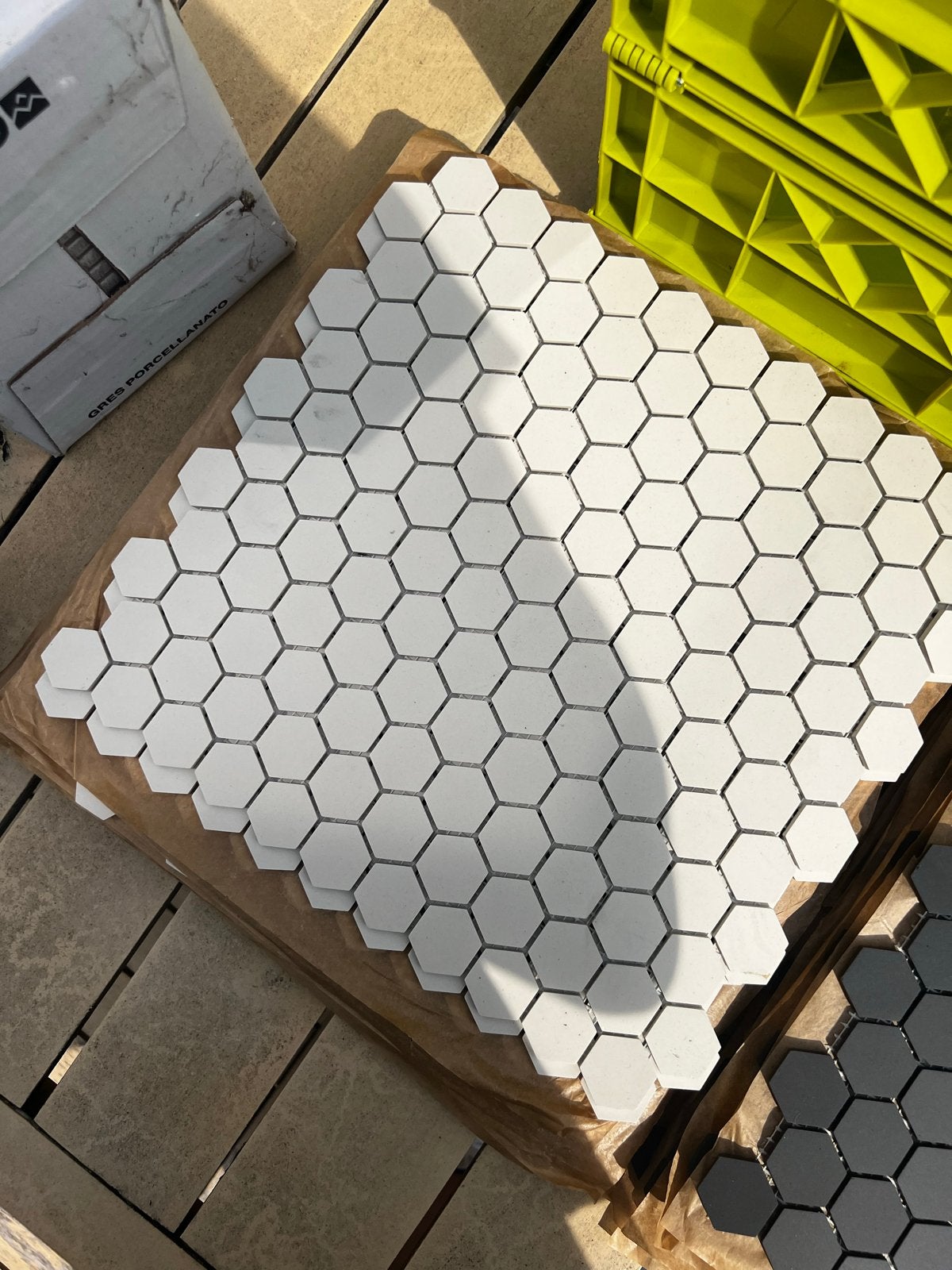 Winckelmans Hexagon Tegels Wit - 12 Matjes (25x5mm), Ophalen, Keramiek, Nieuw, Minder dan 20 cm