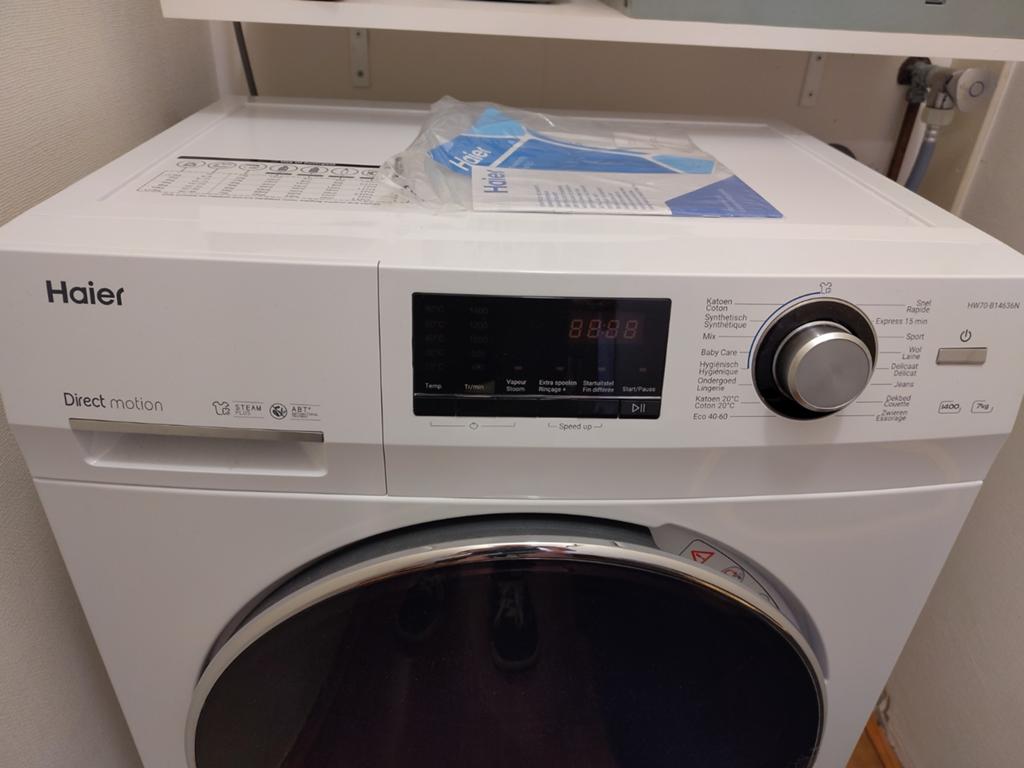 Haier HW70-B14636N 7 kilo wasmachine, 6 tot 8 kg, Ophalen, Gebruikt, 85 tot 90 cm
