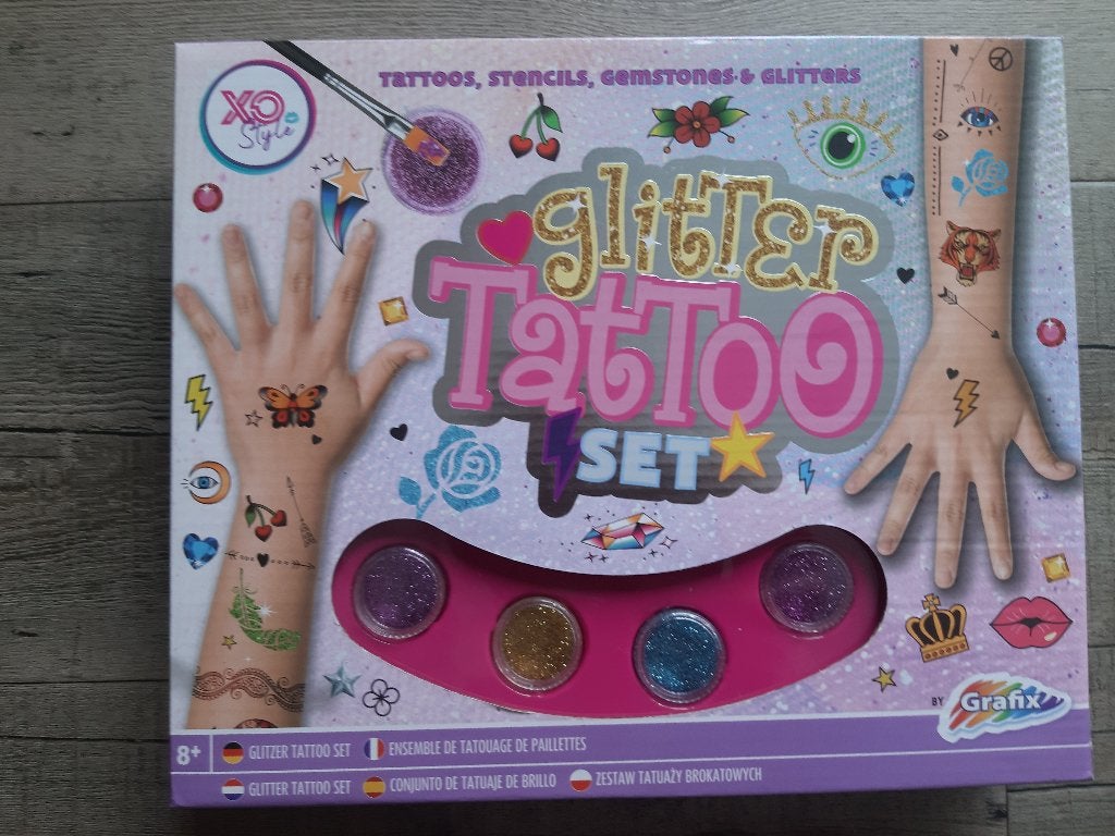 NIEUW - glitter tattoo set - tattoos, stencils, gemstone &, Ophalen, Nieuw