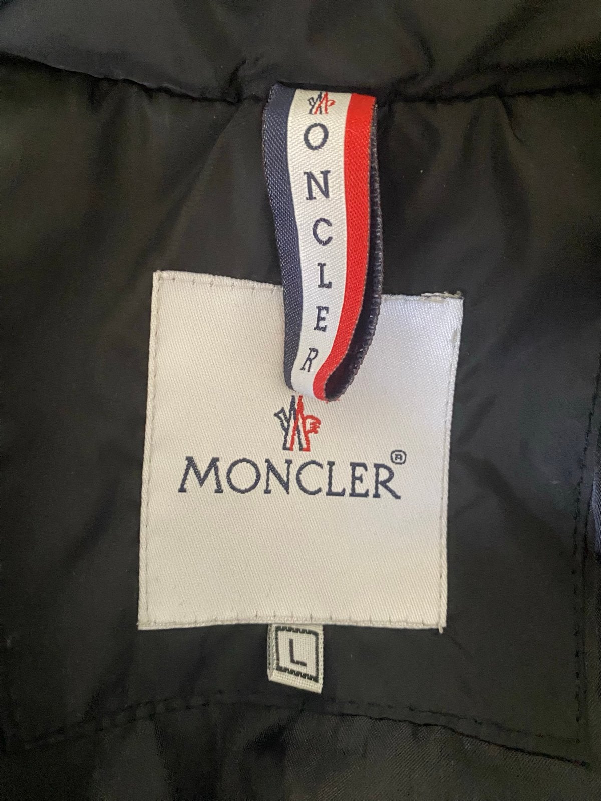 Moncler Jas Maat L, Ophalen of Verzenden, Zo goed als nieuw, Maat 52/54 (L), Zwart