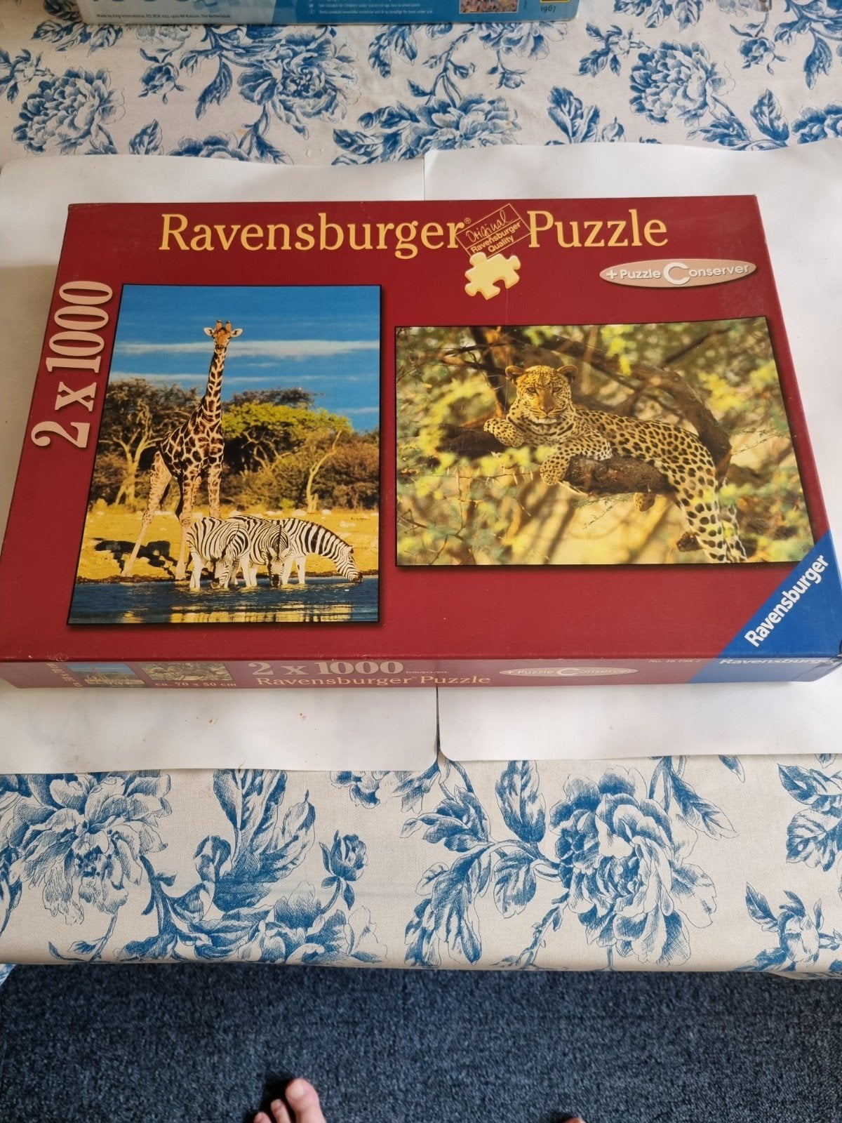 Ravensburger Puzzel 2x1000 stukjes - Safari Dieren, Ophalen of Verzenden, 500 t/m 1500 stukjes, Gebruikt, Legpuzzel