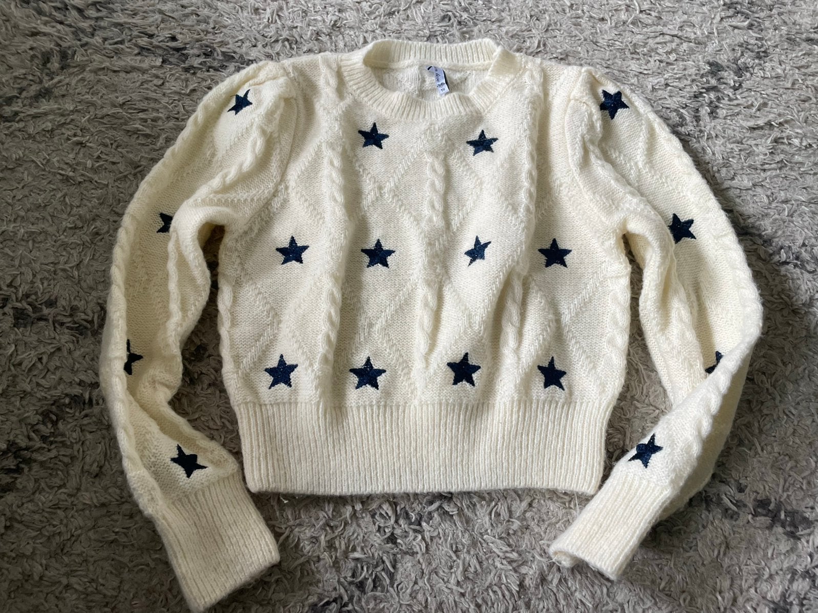 Crèmekleurige trui met sterren, Verzenden, Nieuw, Maat 36 (S), Wit