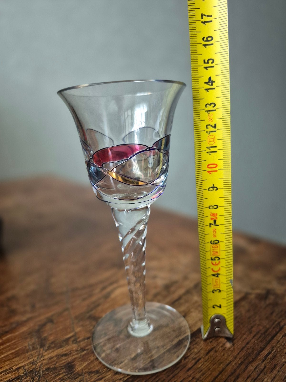 Vintage Roemeens Milano borrelglaasje gebrandschilderd glas, Verzamelen, Ophalen of Verzenden, Zo goed als nieuw, Borrel- of Shotglas