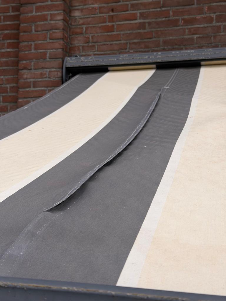 Elektrisch uitschuifbare zonnekap 5m breed, 3m diep, Tuin en Terras, Zonneschermen, Ophalen, Gebruikt, 450 cm of meer, Elektrisch