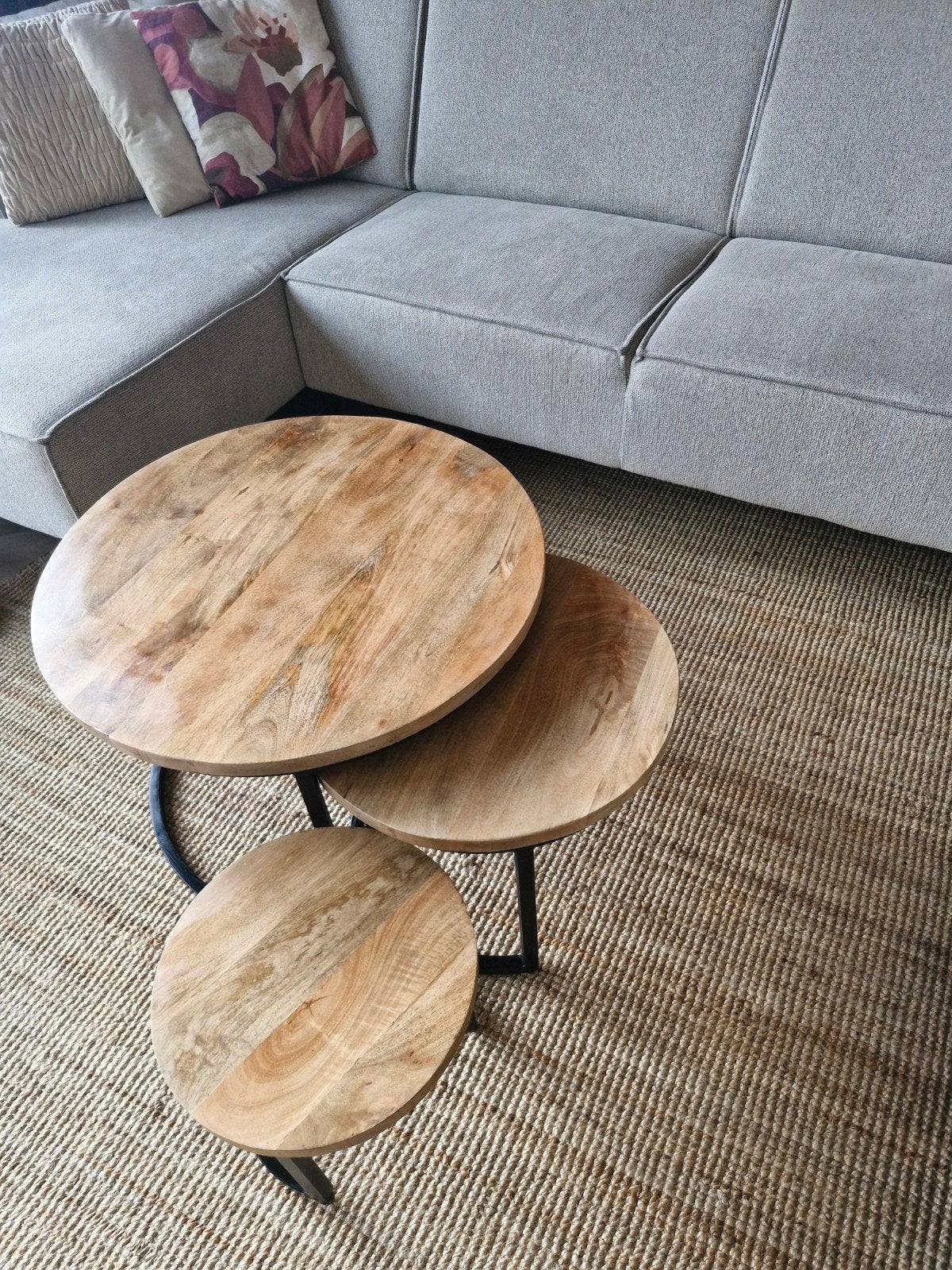 Salontafels mango hout, Ophalen, 50 tot 100 cm, Rond, 50 tot 100 cm