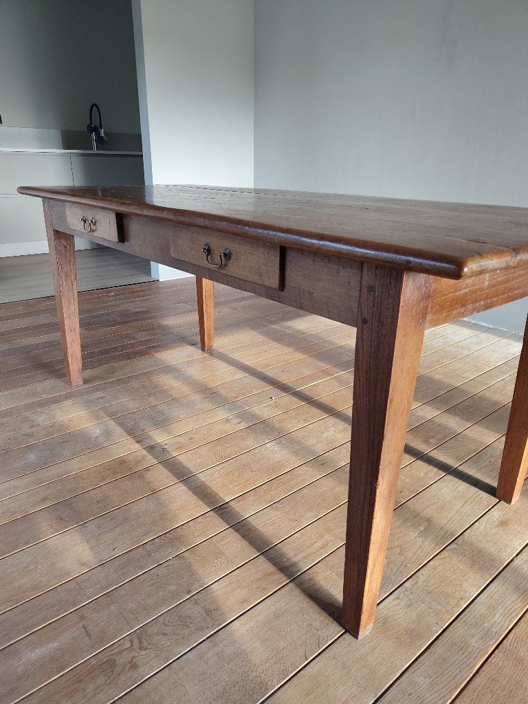 Donker teak houten eettafel, Huis en Inrichting, Tafels | Eettafels, Ophalen, Gebruikt, Teakhout, 50 tot 100 cm