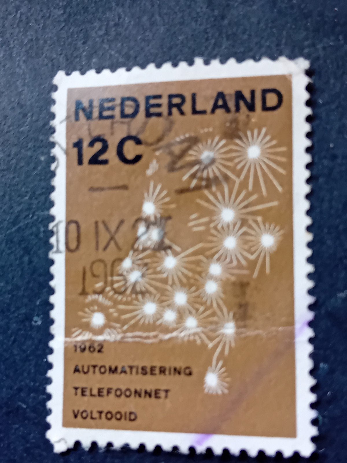 Nederland 12C Automatisering Telefoonnet 1962 Gestempeld, Postzegels en Munten, Ophalen of Verzenden