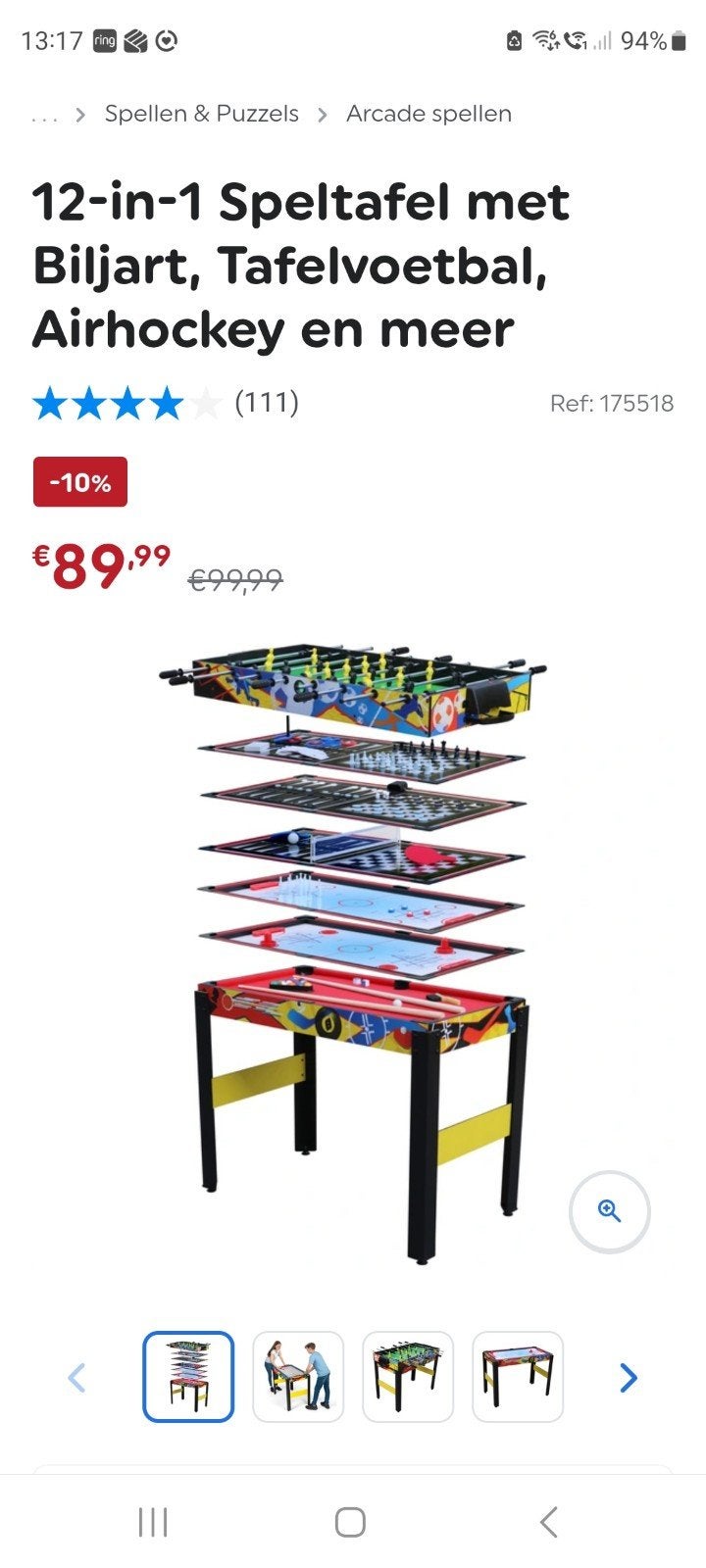 12-in-1 Speltafel: Biljart, Voetbal, Airhockey & meer, Ophalen
