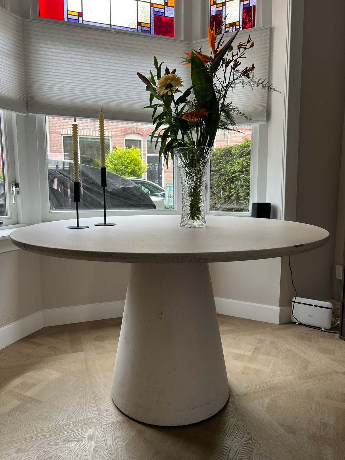 Eettafel stone Goossens 130 cm, Huis en Inrichting, Tafels | Eettafels, Ophalen, Gebruikt, Rond, Vijf personen of meer