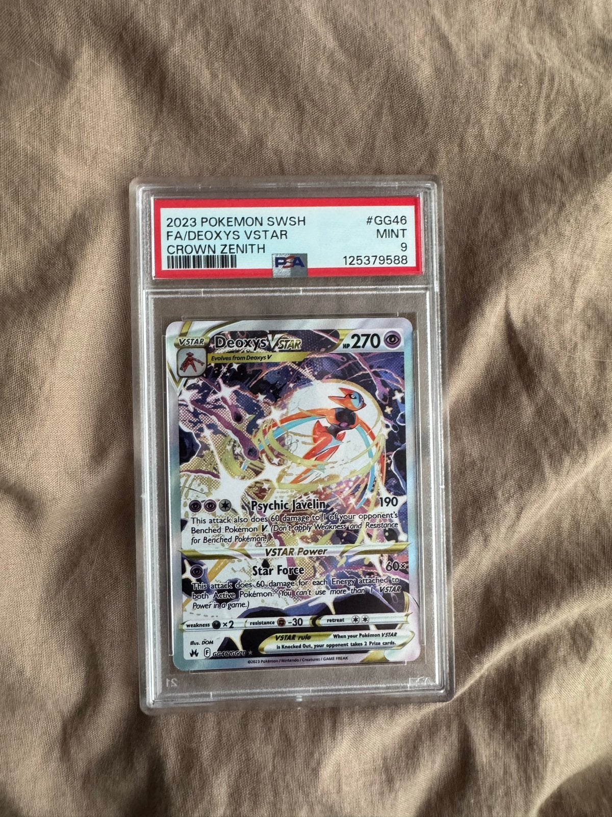 Deoxys VSTAR PSA 9 - Pokémon Kaart Crown Zenith GG46, Ophalen of Verzenden, Zo goed als nieuw, Losse kaart