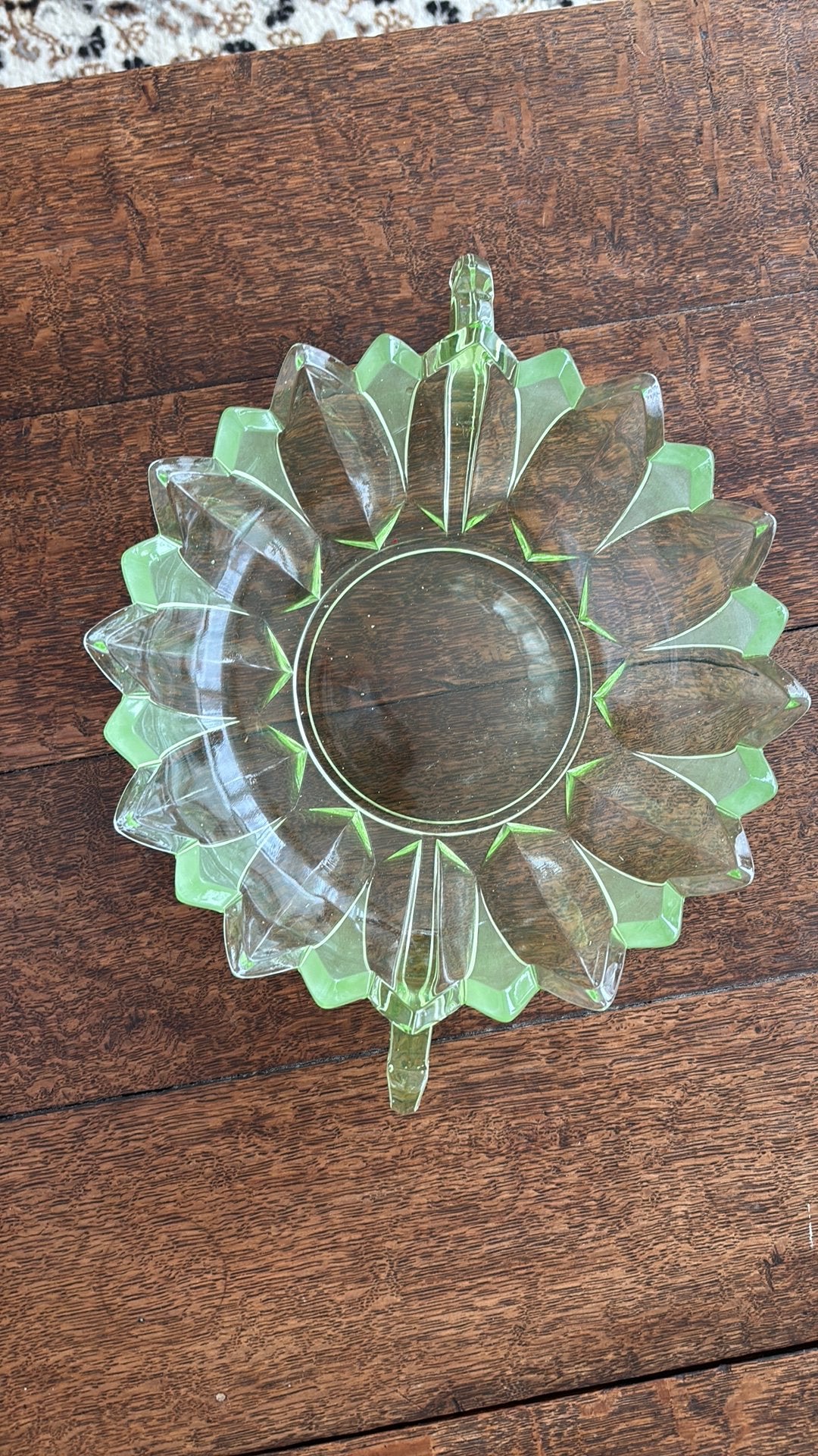 Vintage Groene waterlelies gebaksstel uit persglas Leerdam., Ophalen of Verzenden