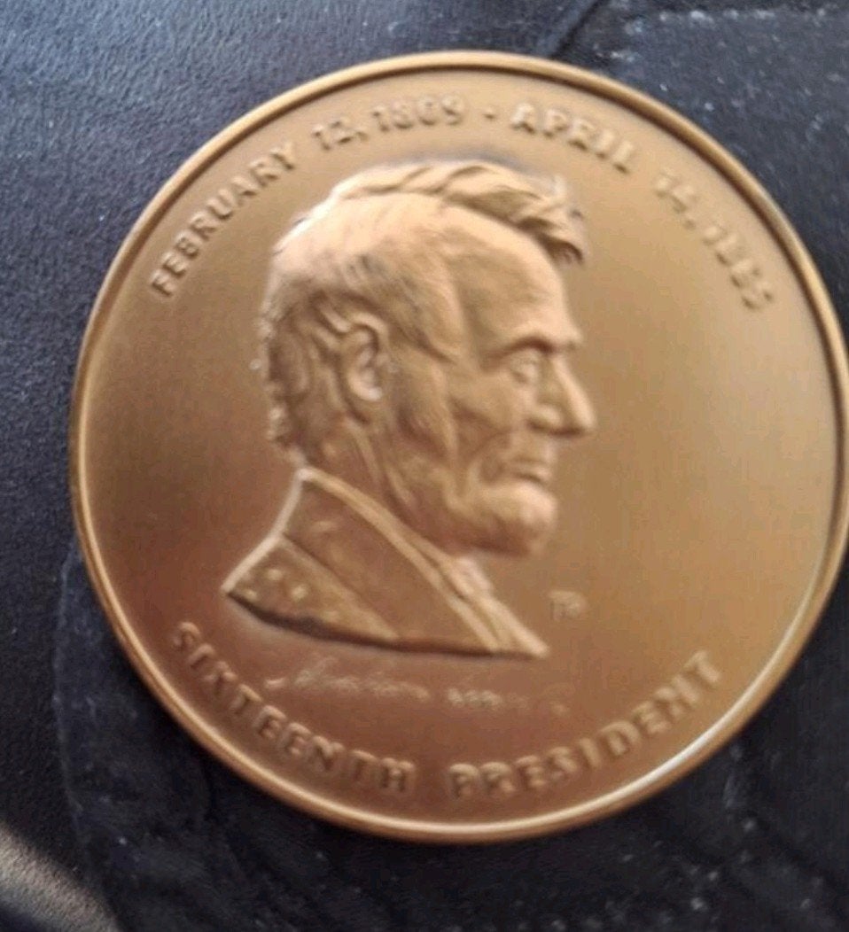 Bronzen Herdenkingspenning Abraham Lincoln (5.1 cm, 55+ gr), Postzegels en Munten, Ophalen of Verzenden, Brons, Buitenland