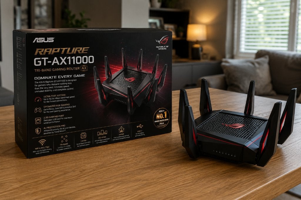 ASUS ROG Rapture GT-AX11000 WiFi 6 Router, Computers en Software, Routers en Modems, Ophalen of Verzenden, Zo goed als nieuw, Router