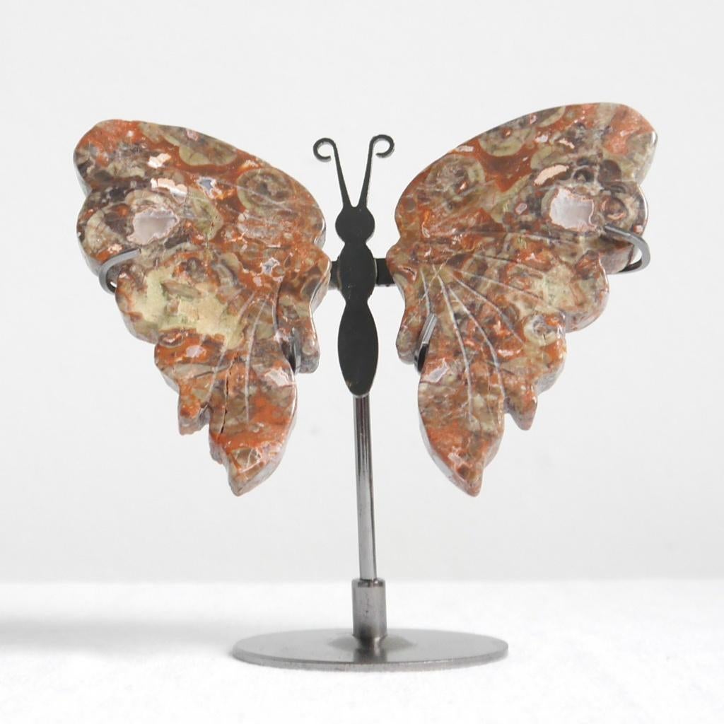 Crazy lace agaat vlinder op standaard, Ophalen of Verzenden, Mineraal