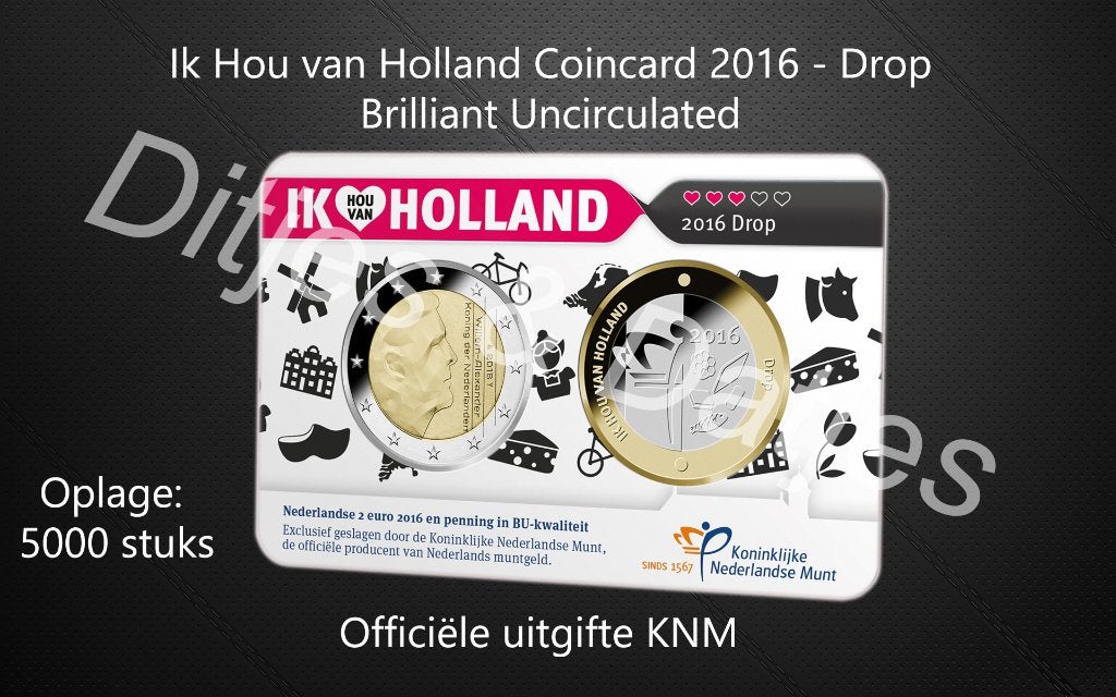 Holland Coincard 2016 - Deel 3 - Drop, Postzegels en Munten, Ophalen of Verzenden, Koningin Beatrix, Euro's