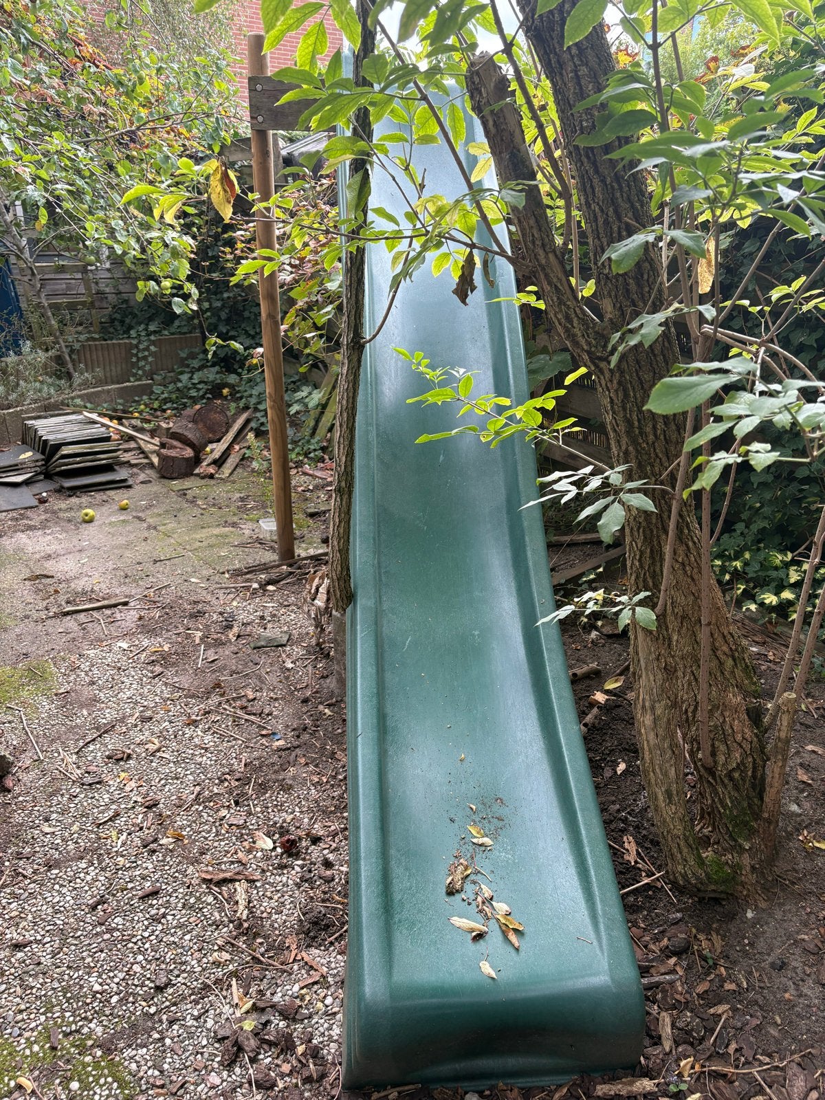 (Zondag 27 sep op te halen!) Groene glijbaan, Ophalen, Gebruikt, Glijbaan