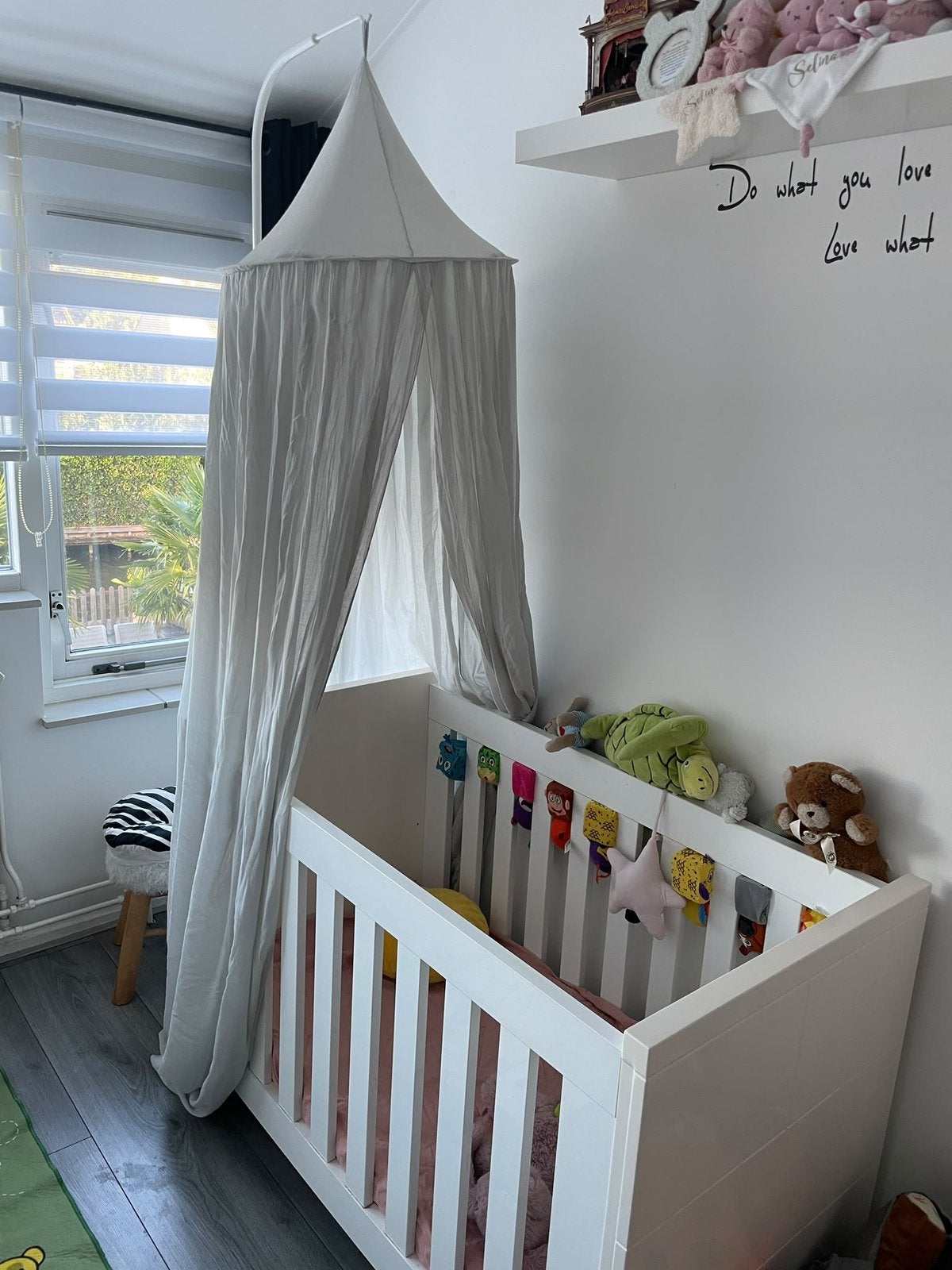 Mooie grijze klamboe voor de babykamer te koop!, Ophalen of Verzenden, Zo goed als nieuw
