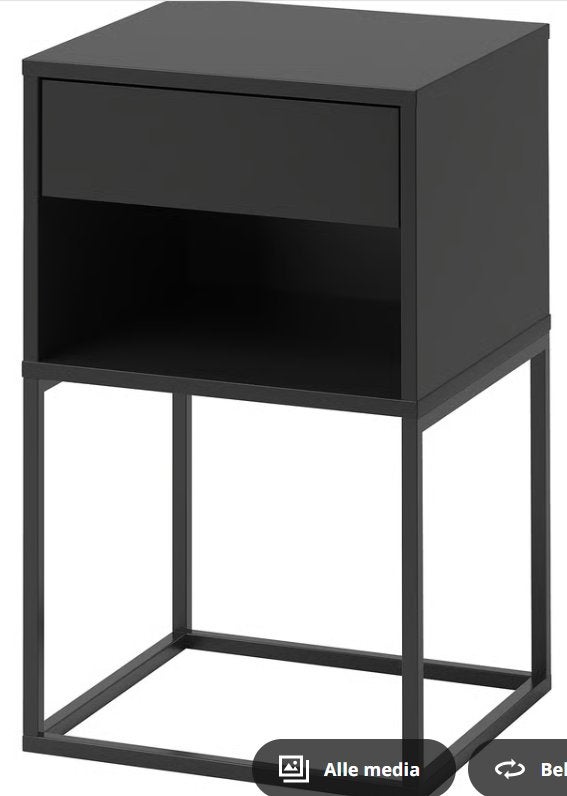 2 x Vikhammer nachtkastje Ikea zwart, Ophalen, Overige materialen, Minder dan 45 cm, 55 tot 70 cm
